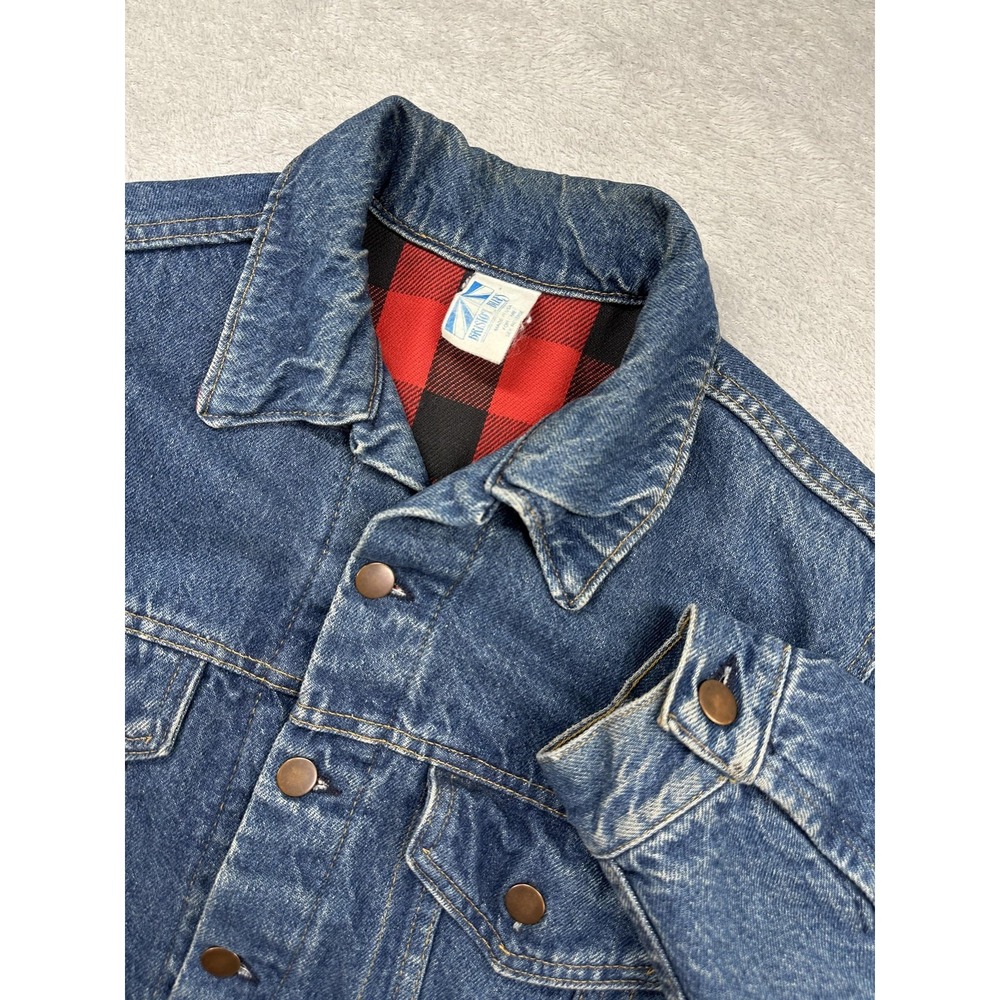 Vintage Bristol Blues Denim Jacket Mens Large Flannel Lined Trucker USA Made 90s